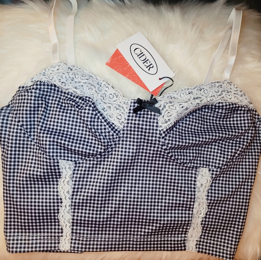 Check Pattern Crop Bodice Top
